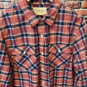 Ralph Lauren Denim & Supply men’s plaid long sleeve casual shirt medium red blue